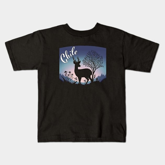 Chilean Torres Del Paine Wildlife Silhouette Kids T-Shirt by Sambastyles